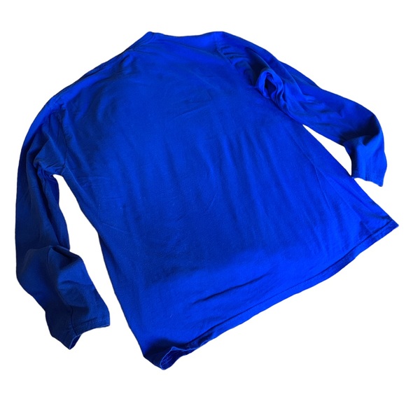 Cool Blob Fish Wearing Sunglasses Long Sleeve Royal Blue Tee Shirt Blowfish - Picture 4 of 4